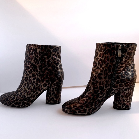 Neiman Marcus Leopard Animal Print PL Niana Metallic Boots Size  8 - Picture 5 of 10